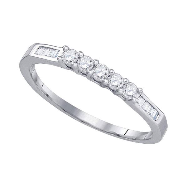 Round Diamond 5-stone Wedding Band 1/3 Cttw 10KT White Gold