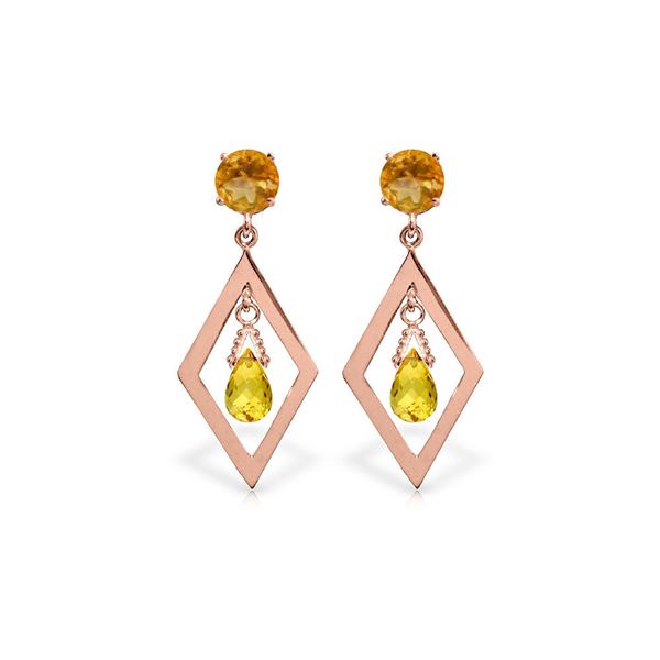 Genuine 2.4 ctw Citrine Earrings 14KT Rose Gold - REF-39X3M