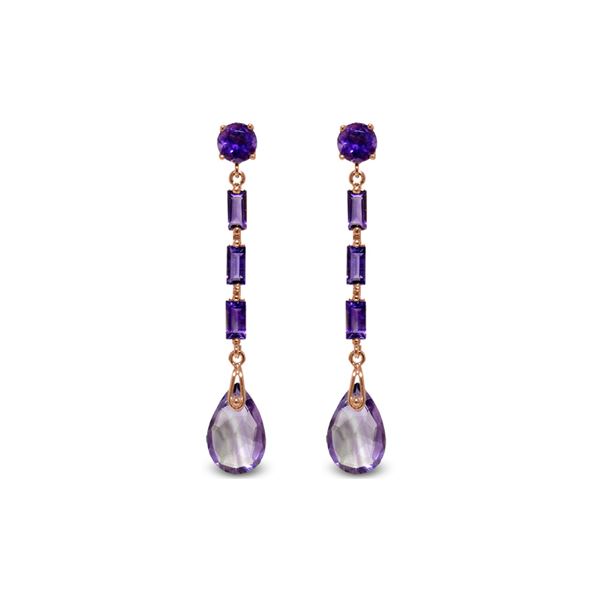 Genuine 8.6 ctw Amethyst Earrings 14KT Rose Gold - REF-43X3M