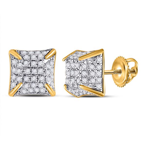 Round Diamond Square Earrings 1/5 Cttw 10KT Yellow Gold