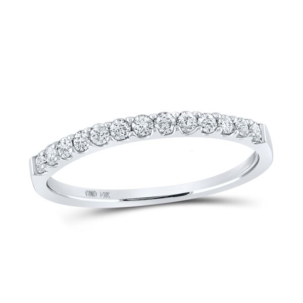 Round Diamond Slender Wedding Anniversary Band 1/4 Cttw 14KT White Gold