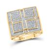 Image 1 : Round Pave-set Diamond Square Cross Cluster Ring 1/2 Cttw 10KT Yellow Gold