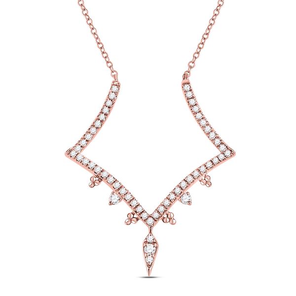 Round Diamond Fashion Necklace 1/4 Cttw 14KT Rose Gold