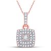 Image 1 : Round Diamond Square Pendant 1/4 Cttw 10KT Rose Gold