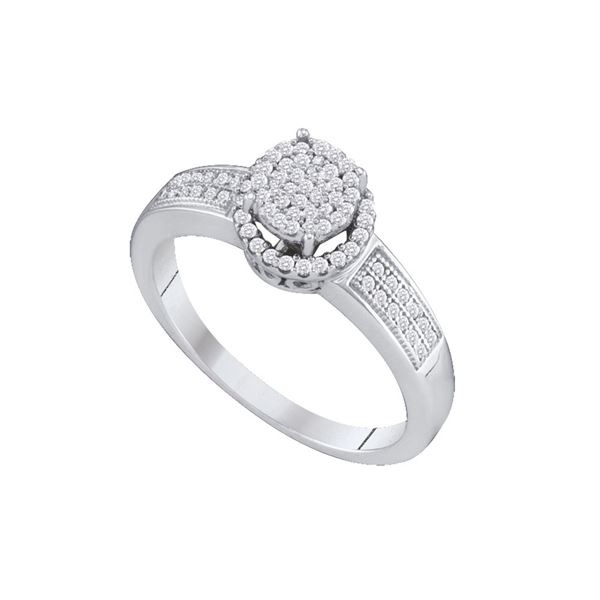 Diamond Cluster Bridal Wedding Engagement Ring 1/4 Cttw 10KT White Gold