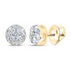 Image 1 : Round Diamond Cluster Earrings 1/4 Cttw 14KT Yellow Gold