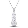 Image 1 : Round Diamond Triple Flower Cluster Pendant 1/2 Cttw 14KT White Gold