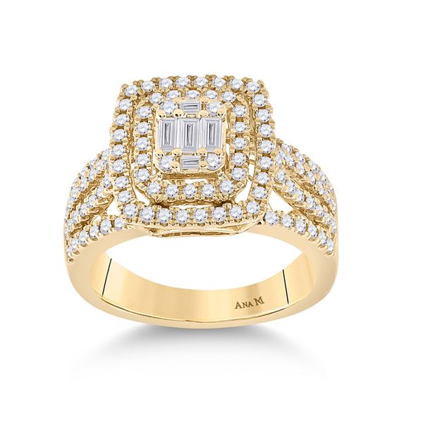 Baguette Diamond Square Ring 7/8 Cttw 14KT Yellow Gold