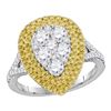 Image 1 : Round Yellow Diamond Cluster Ring 1-3/4 Cttw 18KT White Gold