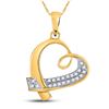 Image 1 : Round Diamond Heart Pendant 1/10 Cttw 10KT Yellow Gold
