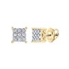 Image 1 : Round Diamond Square Cluster Earrings 1/6 Cttw 10KT Yellow Gold