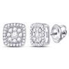 Image 2 : Round Diamond Square Cluster Earrings 1/4 Cttw 14KT White Gold