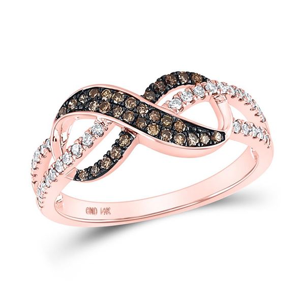 Round Brown Diamond Infinity Ring 1/3 Cttw 14KT Rose Gold