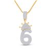 Image 1 : Baguette Diamond Number 6 Crown Charm Pendant 3/4 Cttw 10KT Yellow Gold