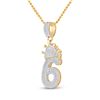 Image 2 : Baguette Diamond Number 6 Crown Charm Pendant 3/4 Cttw 10KT Yellow Gold