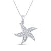 Image 1 : Round Diamond Starfish Nautical Pendant 1/4 Cttw 10KT White Gold