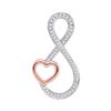 Image 1 : Round Diamond Infinity Rose-tone Heart Pendant 1/6 Cttw 10KT Two-tone Gold