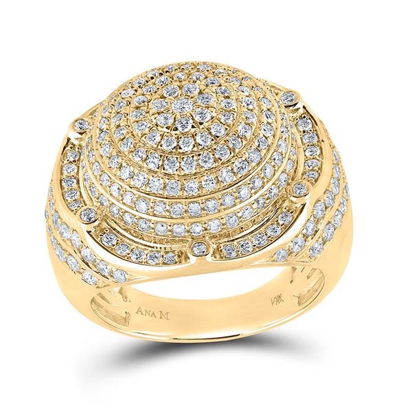 Round Diamond Circle Cluster Ring 2-1/2 Cttw 14KT Yellow Gold