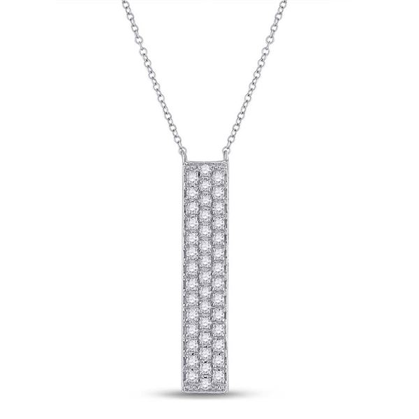 Round Diamond Vertical Bar Necklace 1/4 Cttw 10KT White Gold