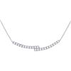 Image 1 : Round Diamond Curved Bypass Bar Necklace 1 Cttw 14KT White Gold