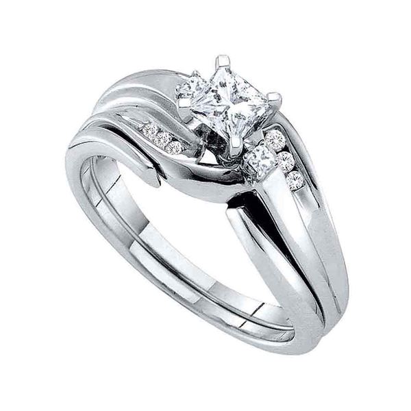 Bridal Wedding Ring Band Set 1/2 Cttw 14KT White Gold