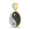 Image 2 : Round Black Color Enhanced Diamond Yin Yang Charm Pendant 1-3/4 Cttw 10KT Yellow Gold