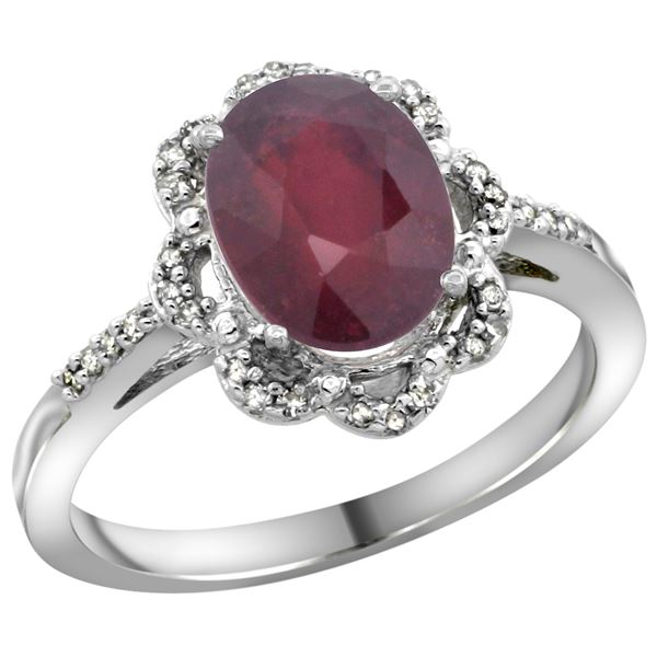 2.33 CTW Ruby & Diamond Ring 14K White Gold - REF-47M4K