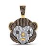 Image 1 : Round Brown Diamond Monkey Animal Charm Pendant 1 Cttw 10KT Yellow Gold