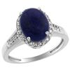 2.60 CTW Lapis Lazuli & Diamond Ring 10K White Gold - REF-44H8M