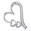 Round Diamond Triple Heart Pendant 1/20 Cttw 10KT White Gold