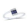 Baguette Blue Sapphire Fashion Ring 1/4 Cttw 14KT White Gold