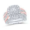 Image 1 : Diamond Bridal Wedding Ring Band Set 1-1/2 Cttw 14KT Two-tone Gold