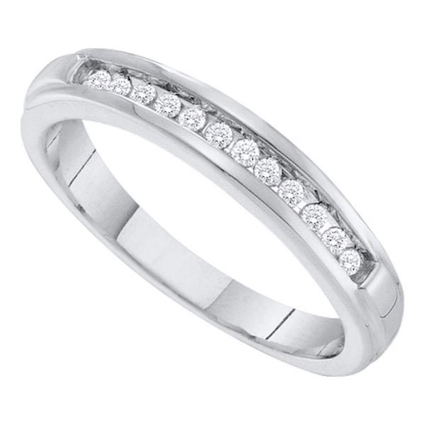 Round Diamond Single Row Band Ring 1/8 Cttw 10KT White Gold