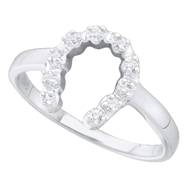 Round Diamond Lucky Horseshoe Ring 1/20 Cttw 14KT White Gold