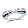 Image 1 : Round Blue Color Enhanced Diamond Band Ring 1/2 Cttw 14KT White Gold