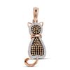 Image 1 : Round Red Color Enhanced Diamond Cat Pendant 1/4 Cttw 10KT Rose Gold