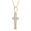 Image 2 : Round Diamond Cross Charm Pendant 1-1/2 Cttw 10KT Yellow Gold