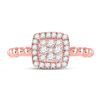 Image 2 : Round Diamond Square Cluster Ring 1/3 Cttw 10KT Rose Gold