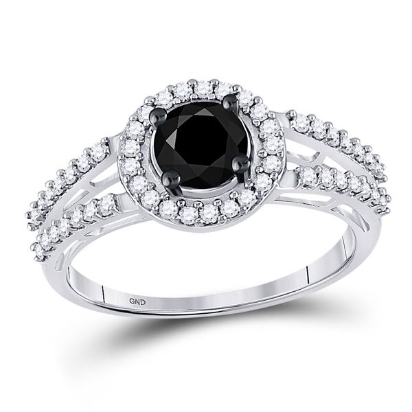 Black Color Enhanced Diamond Solitaire Bridal Wedding Ring 1 Cttw 10KT White Gold