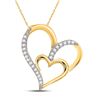 Image 1 : Round Diamond Double Heart Pendant 1/6 Cttw 10KT Yellow Gold