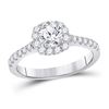 Diamond Halo Bridal Wedding Engagement Ring 1 Cttw 14KT White Gold