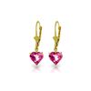 Image 1 : Genuine 3.25 ctw Pink Topaz Earrings 14KT Yellow Gold - REF-29A2K