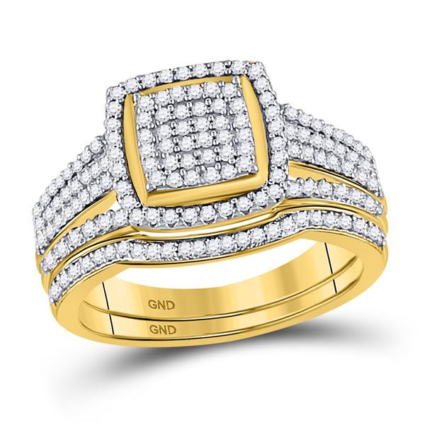 Diamond Bridal Wedding Ring Band Set 1/2 Cttw 10KT Yellow Gold
