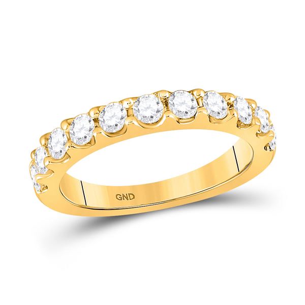 Round Diamond Wedding Single Row Band 7/8 Cttw 14KT Yellow Gold