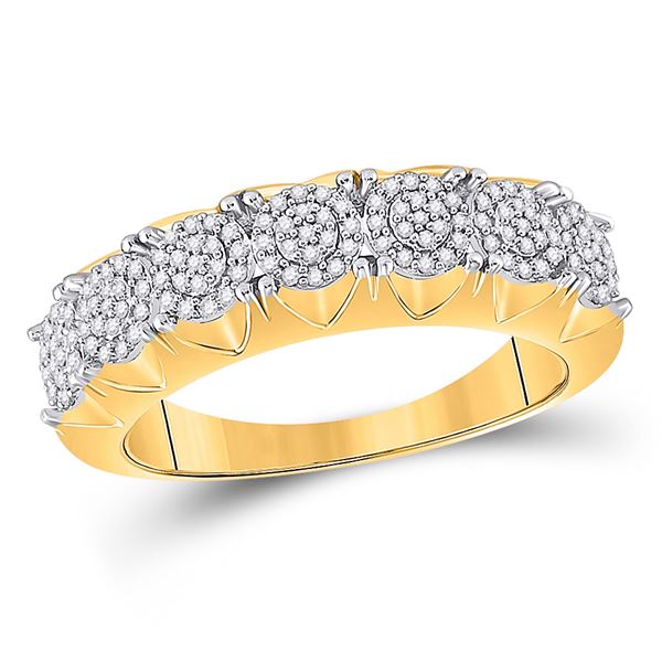 Round Diamond Cluster Band Ring 1/3 Cttw 10KT Yellow Gold
