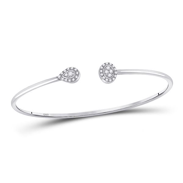 Round Diamond Cluster Bangle Bracelet 1/5 Cttw 10KT White Gold