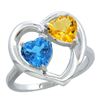 Image 1 : 2.61 CTW Diamond, Swiss Blue Topaz & Citrine Ring 10K White Gold - REF-23Y7V