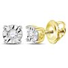 Image 1 : Round Diamond Miracle Solitaire Earrings 1/20 Cttw 14KT Yellow Gold