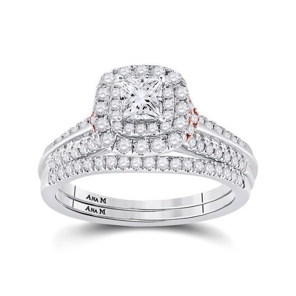 Bridal Wedding Ring Band Set 1 Cttw 14KT Two-tone Gold