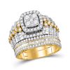 Image 1 : Diamond Bridal Wedding Ring Band Set 2-1/2 Cttw 14KT Two-tone Gold